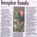 Newspaper clipping with the title of the article reading "Festive raffle for hospice funds"